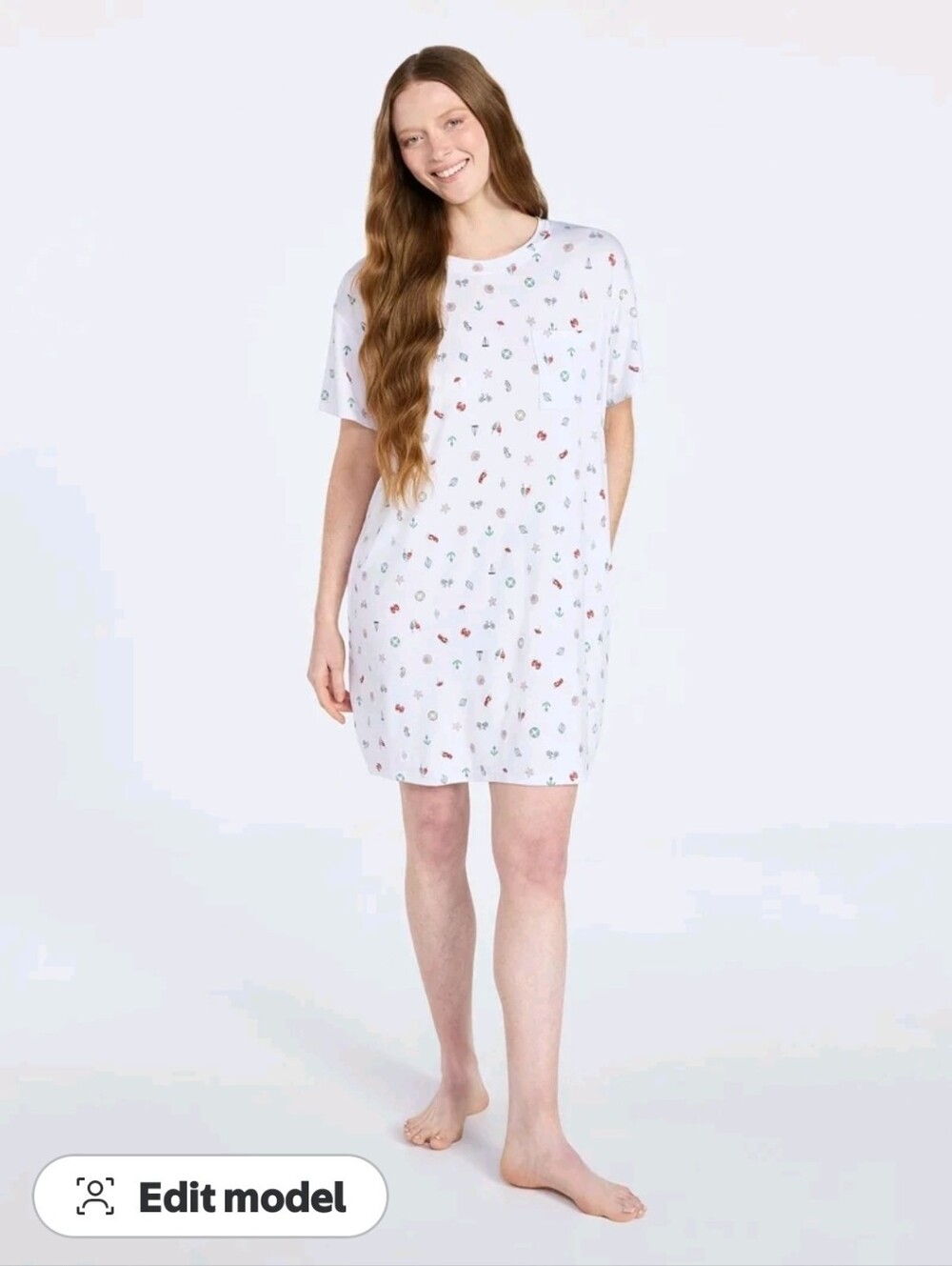Women's White Printed Sleep Tee - Short Sleeve Nightshirt